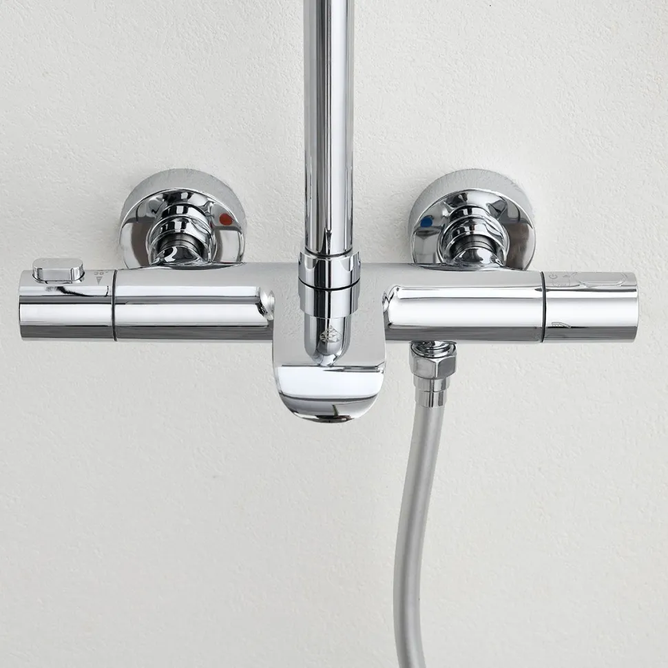 Sadesuihkusetti Bathlife Brusa, termostaattihanalla, suihkupää ⌀240mm, juoksuputkella, kiiltävä kromi