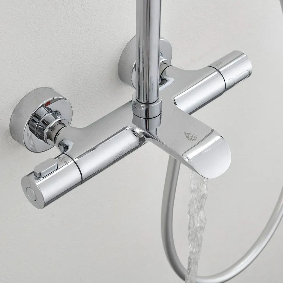 Sadesuihkusetti Bathlife Brusa, termostaattihanalla, suihkupää ⌀240mm, juoksuputkella, kiiltävä kromi