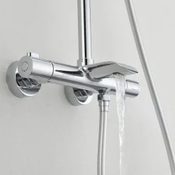 Sadesuihkusetti Bathlife Brusa, termostaattihanalla, suihkupää ⌀240mm, juoksuputkella, kiiltävä kromi