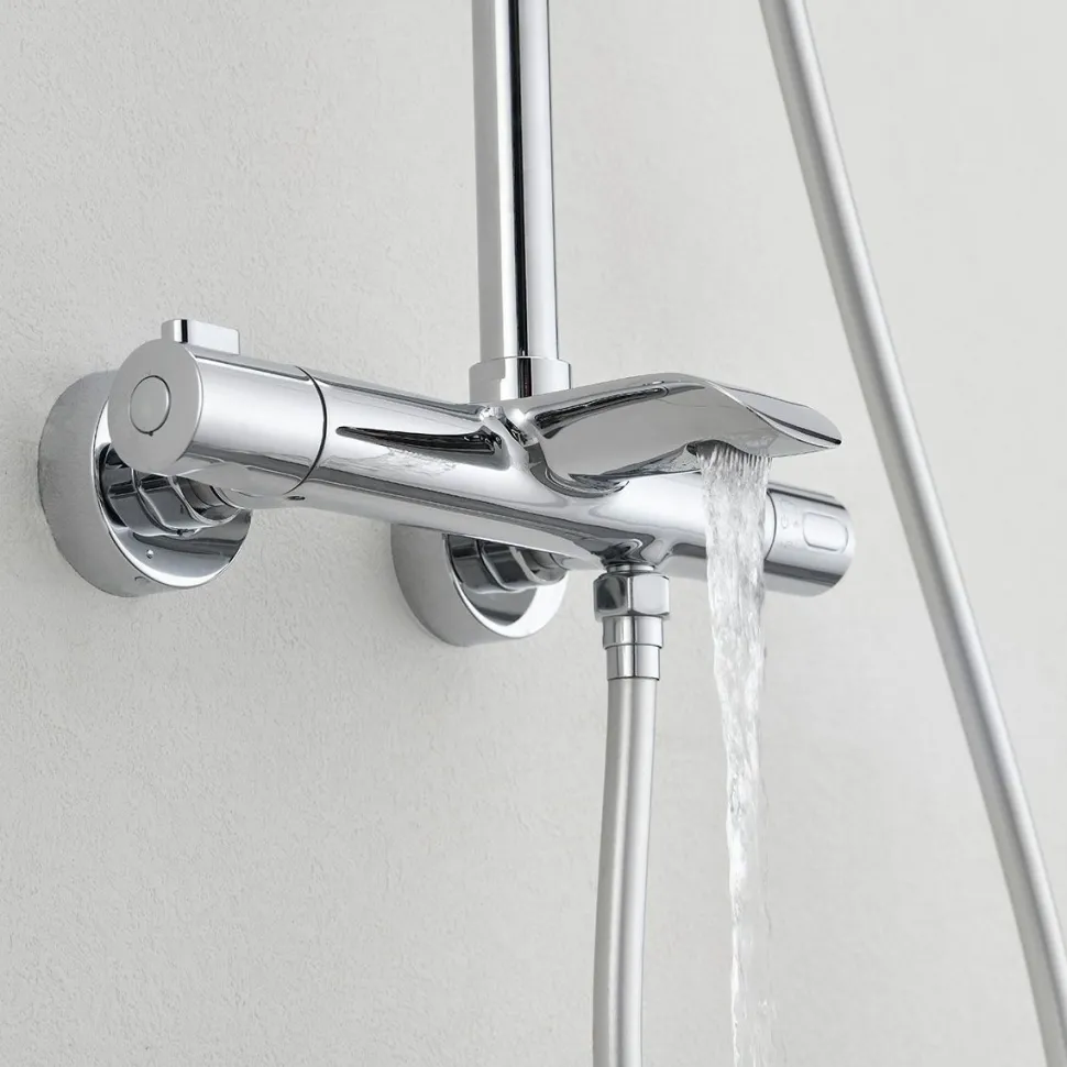 Sadesuihkusetti Bathlife Brusa, termostaattihanalla, suihkupää ⌀240mm, juoksuputkella, kiiltävä kromi
