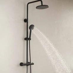 Sadesuihkusetti Bathlife Glimma, termostaattihanalla, hierova suihku, suihkupää ⌀200mm, musta