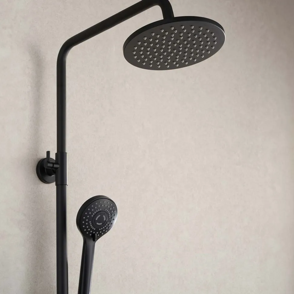 Sadesuihkusetti Bathlife Glimma, termostaattihanalla, hierova suihku, suihkupää ⌀200mm, musta