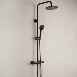 Sadesuihkusetti Bathlife Glimma, termostaattihanalla, hierova suihku, suihkupää ⌀200mm, musta