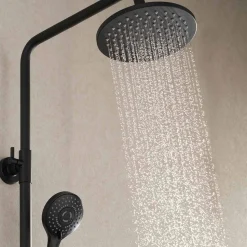 Sadesuihkusetti Bathlife Glimma, termostaattihanalla, hierova suihku, suihkupää ⌀200mm, musta