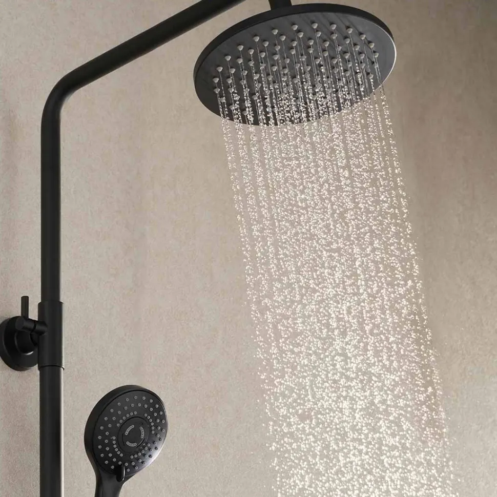 Sadesuihkusetti Bathlife Glimma, termostaattihanalla, hierova suihku, suihkupää ⌀200mm, musta