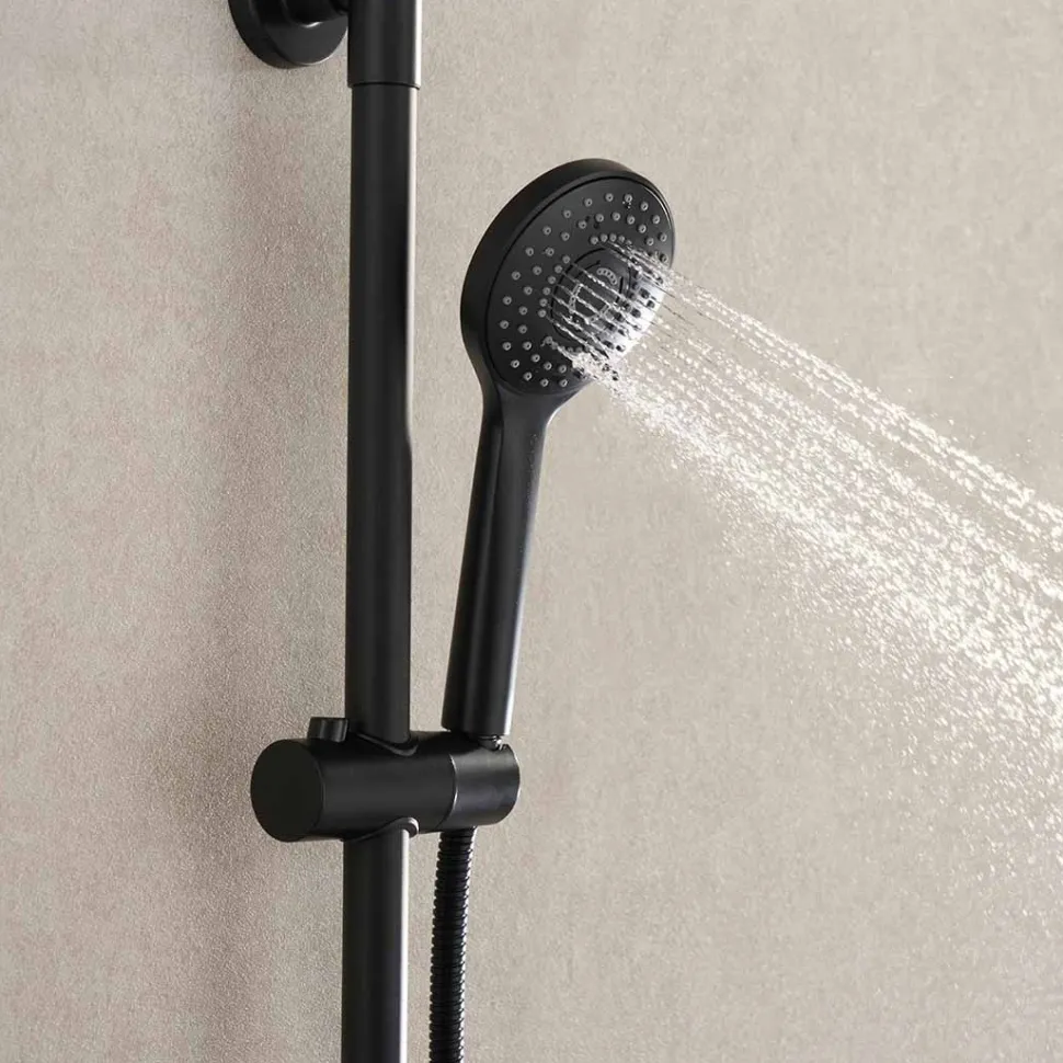 Sadesuihkusetti Bathlife Glimma, termostaattihanalla, hierova suihku, suihkupää ⌀200mm, musta