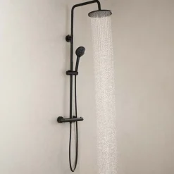 Sadesuihkusetti Bathlife Glimma, termostaattihanalla, hierova suihku, suihkupää ⌀200mm, musta