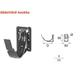 Sadevesijärjestelmä Ruukki puolipyöreä: säädettävä koukku ø125mm kourulle, eri värejä