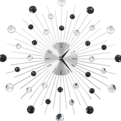 Seinäkello kvartsikoneisto moderni muotoilu 50 cm hopea/musta