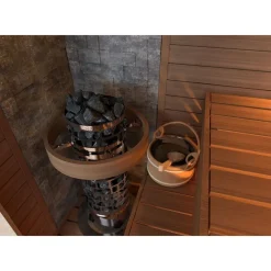 Sähkökiuas SAWO Aries Round 6 kW 5-8 m³ kiinteä ohjauskeskus