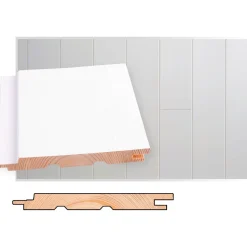 Sisustuspaneeli Maler STS-3 PN 14x145x2100mm Sj mänty ympäripontattu maalattu valkoinen