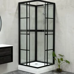 Suihkukaappi Bathlife Betrakta, 80x80cm, suora, kirkas lasi, musta kehys