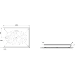 Suihkukulman allas Interia S0020-SET kivimassa 120x90cm valkoinen