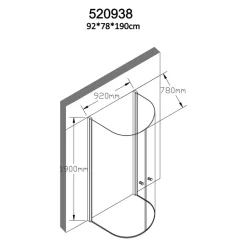 Suihkunurkka Bathlife Mitt 1900x930x780 mm musta/kirkas lasi