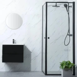 Suihkunurkka Bathlife Profil, 700-1000mm, kaksi ovea, musta, eri kokoja