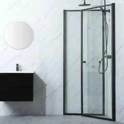 Suihkunurkka Bathlife Profil 1000x1000 mm kaksi ovea musta kehys