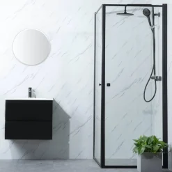 Suihkunurkka Bathlife Profil 1000x1000 mm kaksi ovea musta kehys