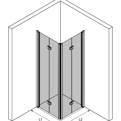 Suihkunurkka Hietakari Infinia 259 taittuvat ovet 90x90 cm harmaa profiili