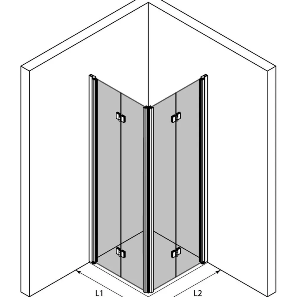 Suihkunurkka Hietakari Infinia 259 taittuvat ovet 90x90 cm harmaa profiili