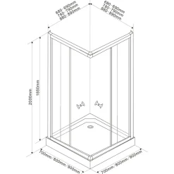 Suihkunurkka Interia Alan 700x700x1850 valkoinen profiili karkaistu turvalasi kuviolasi