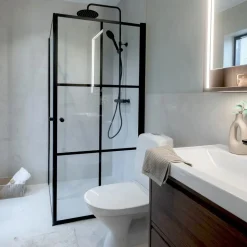 Suihkunurkka Sunwind Tiana Black, 900x900x1900mm, kaksi ovea, kirkas lasi, musta profiili
