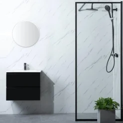 Suihkuseinä Bathlife Profil 700x2000 mm kirkas lasi musta