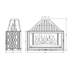 Takkasydän 1100 Grande Vision, 18 kW, harmaa/malmi, 215 kg