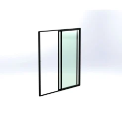 Terassin lasiliukuovi Keraplast 2-os. 2100x1945mm, kirkas/musta, sisäpuolinen nuppilukitus