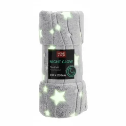 Torkkupeitto Home4You NIGHT LIGHT 150x200 cm, tähdet, harmaa