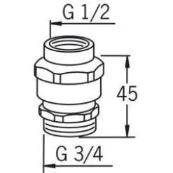 Tyhjöventtiili Oras 261032 G1/2 sk x G3/4 uk kromi