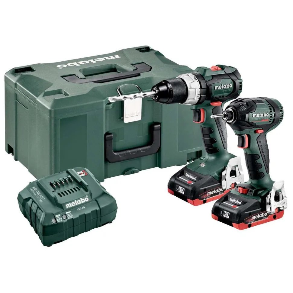 Työkalupaketti Metabo Combo Set 2.1.12 18V BL LiHD SB 18 LT BL + SSD 18 LTX 200 BL sisältää 2x4Ah LiHD-akut ja laturin ASC 55