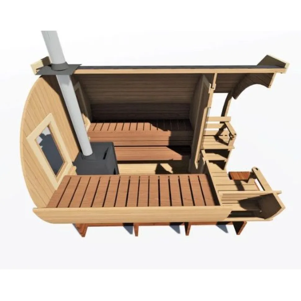 Tynnyrisauna Alex Basic ARCTIC FINLAND HOUSE Ø 2,3x3 m sis. kiuas ja hormi