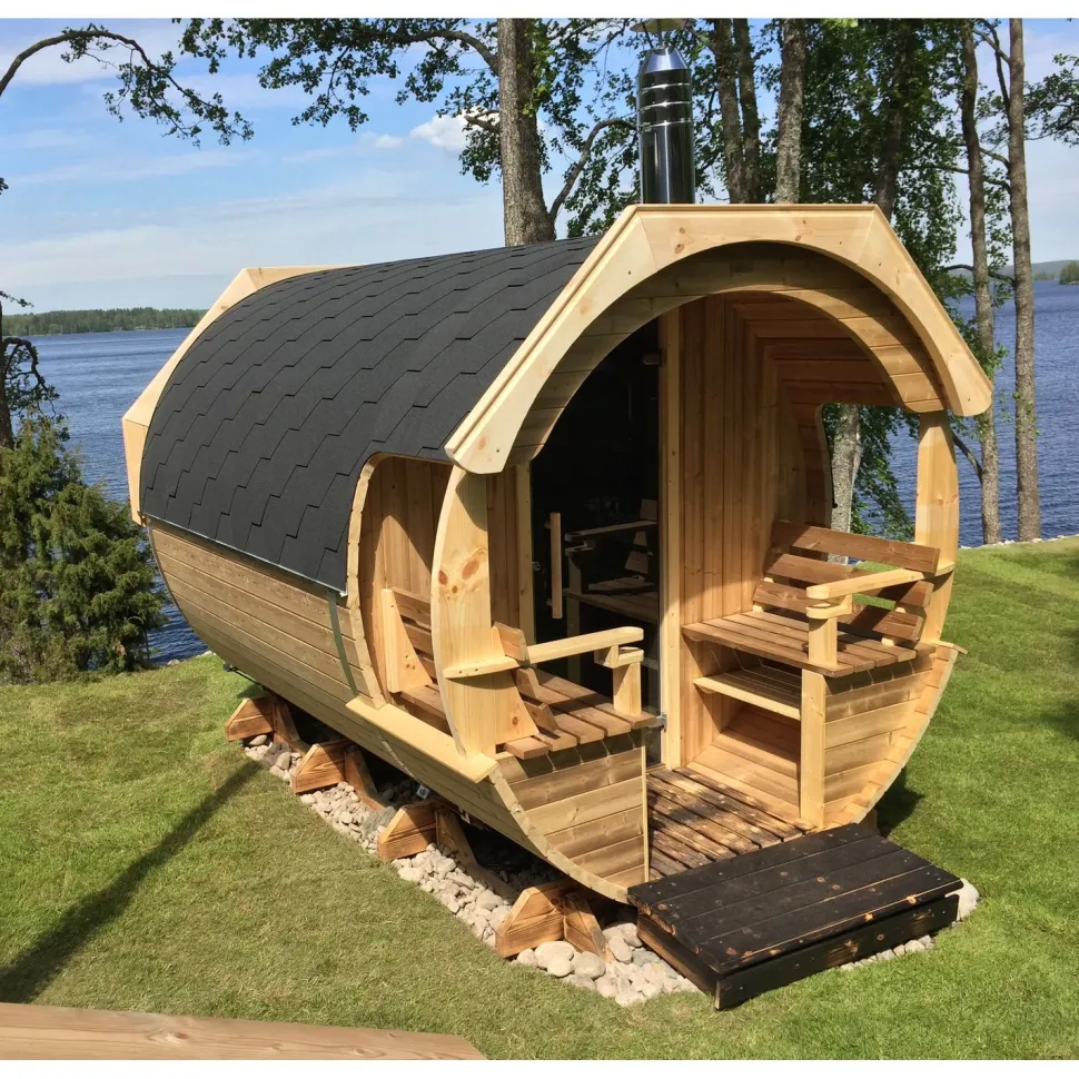 Tynnyrisauna Alex Basic ARCTIC FINLAND HOUSE Ø 2,3x3 m sis. kiuas ja hormi