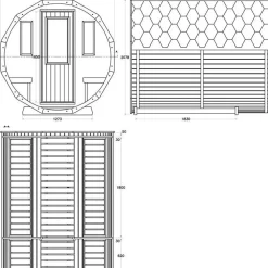 Tynnyrisauna SpaDealers vaakamalli Ø200x260cm lämpöpuu