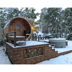 Tynnyrisauna SpaDealers vaakamalli Ø200x260cm lämpöpuu