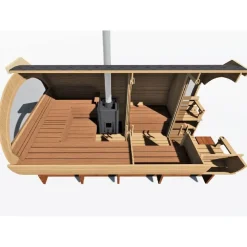 Tynnyrisauna Valter Delux ARCTIC FINLAND HOUSE Ø 2,3x4,2 m sis. kiuas ja hormi