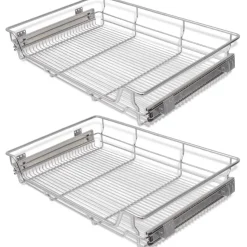 Ulosvedettävät ritilälaatikot 2 kpl 800mm hopea