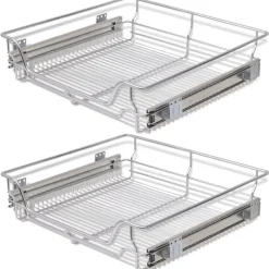 Ulosvedettävät ritilälaatikot 2 kpl 600mm hopea