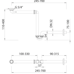 Vesilukko Interia Space Saving DN32, valkoinen