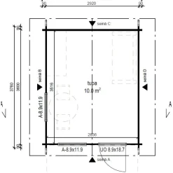 Vierasmaja LP Garden V-M, 10m², harjakatto