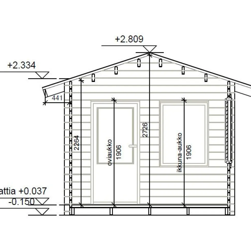 Vierasmaja LP Garden V-M, 10m², harjakatto
