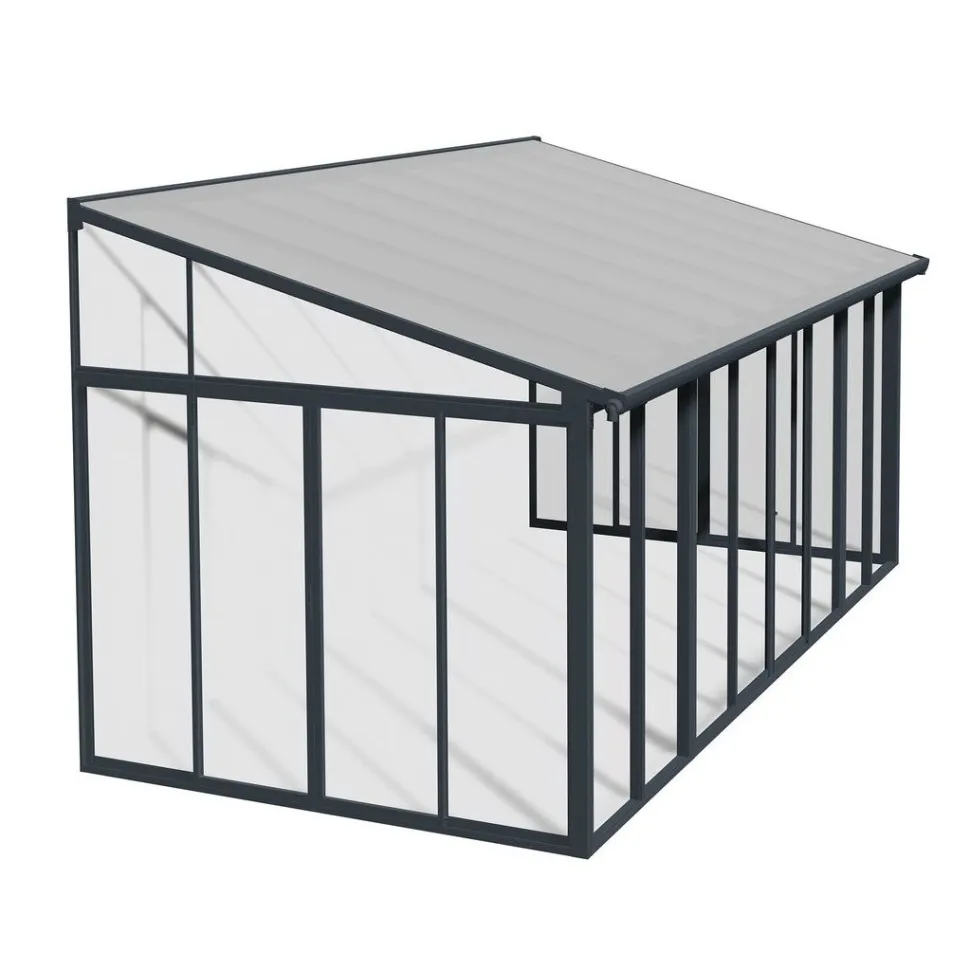 Viherhuone Palram-Canopia SanRemo Veranda, 16.3m², 3x5.46ft, harmaa