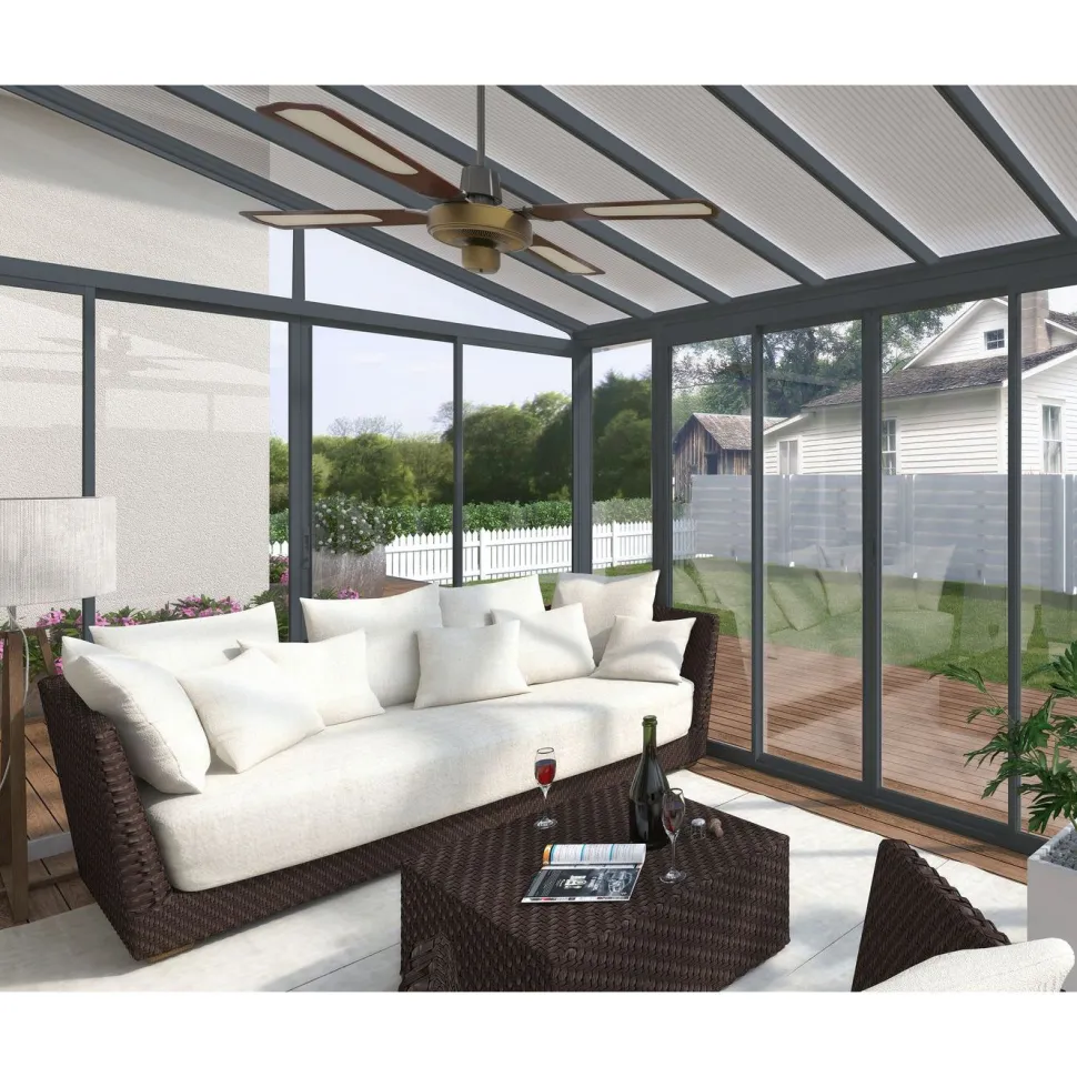 Viherhuone Palram-Canopia SanRemo Veranda, 16.3m², 3x5.46ft, harmaa