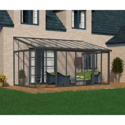 Viherhuone Palram-Canopia SanRemo Veranda, 16.3m², 3x5.46ft, harmaa