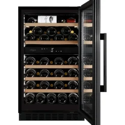 Viinikaappi mQuvée WineCave 800 50D Fullglass WCD50FGB-800, 49.5cm, 2 lämpötila-aluetta, integroitava, musta