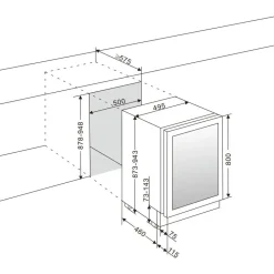 Viinikaappi mQuvée WineCave 800 50D Fullglass WCD50FGB-800, 49.5cm, 2 lämpötila-aluetta, integroitava, musta