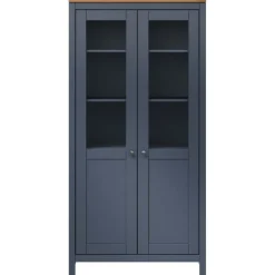 Vitriini Hill harmaa 85x37x170,5 cm täysi mänty (89013)