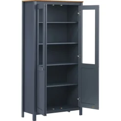 Vitriini Hill harmaa 85x37x170,5 cm täysi mänty (89013)
