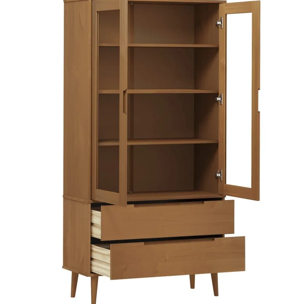 Vitriini MOLDE ruskea 90x35x175 cm täysi mänty (13413)