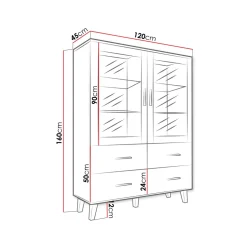 Vitriinikaappi LOTTA II 120 2D4S, beige/musta (2711)